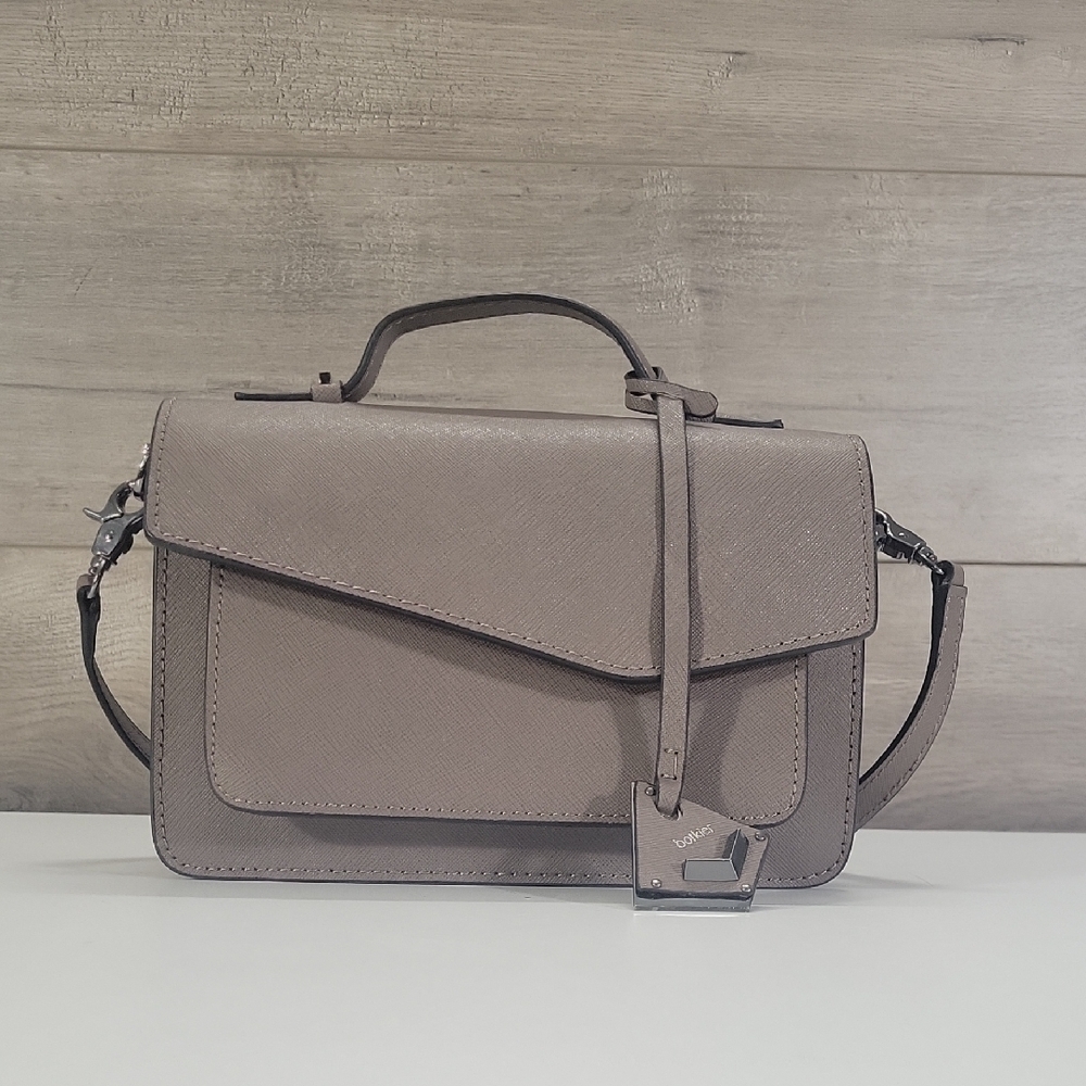 Anthropologie Botkier Taupe Saffiano Leather Top-Handle Satchel Crossbody Bag